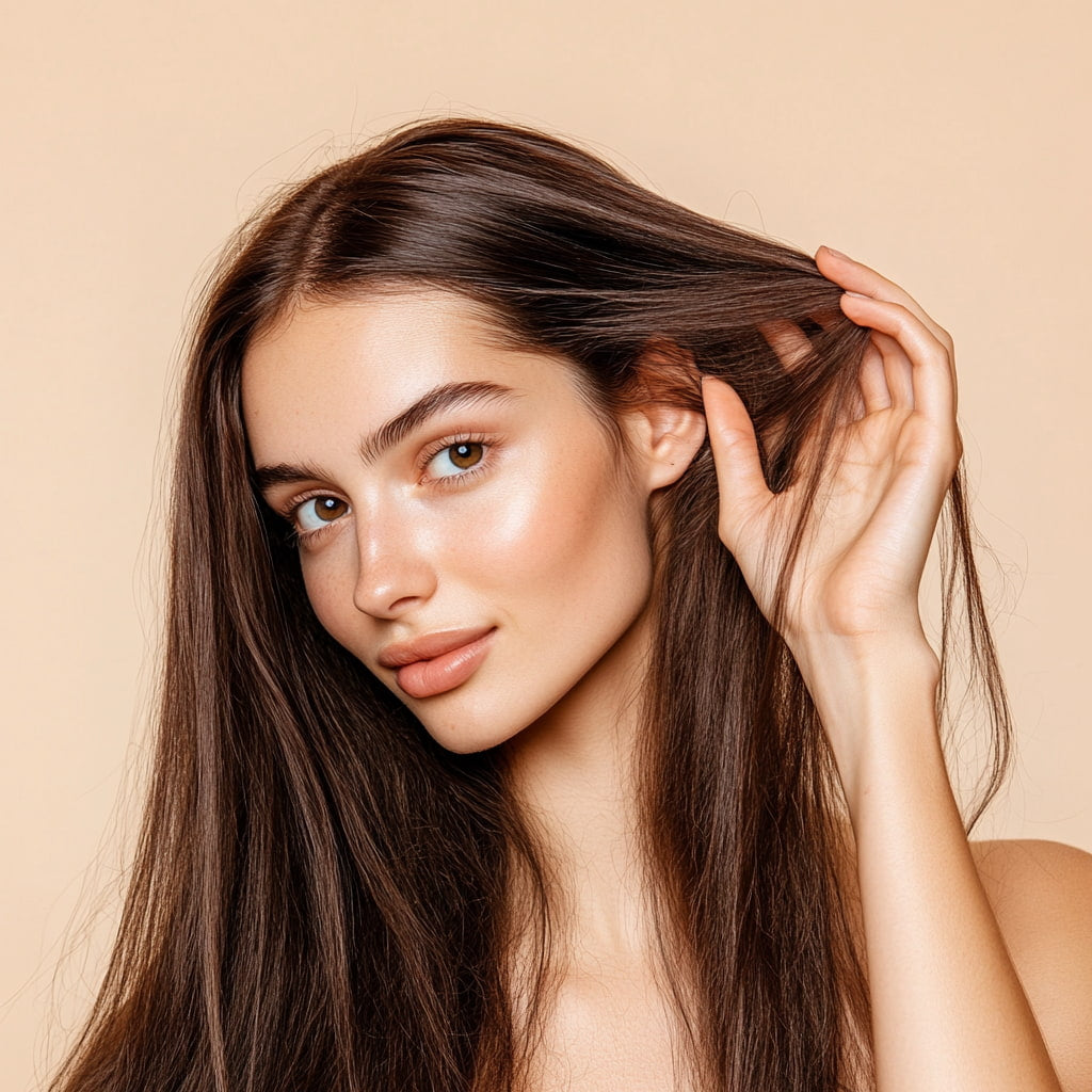Femme avec cheveux lisses