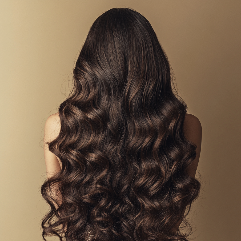 Femme avec des cheveux bouclé dos