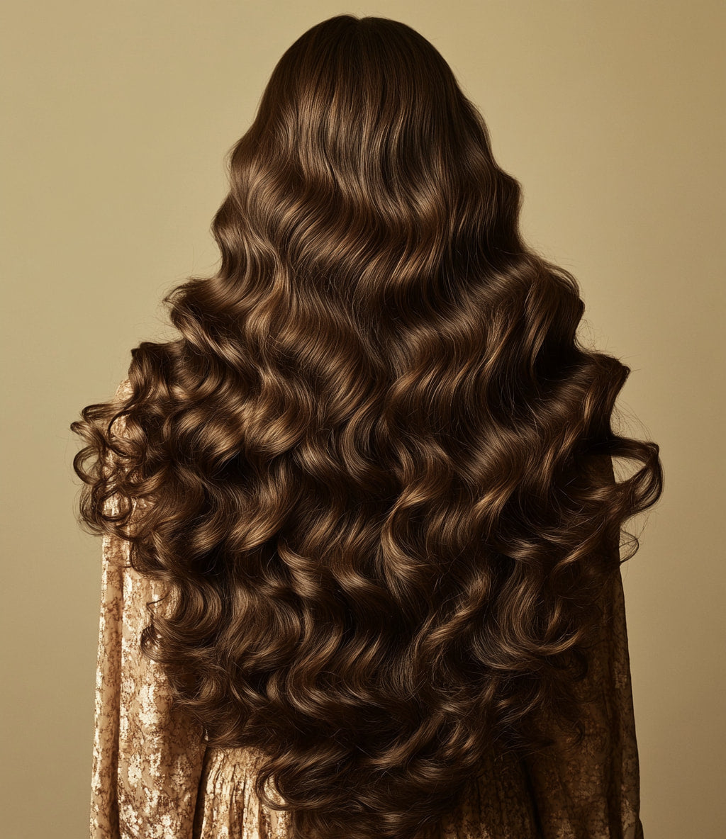 Femme au cheveux long ondulés
