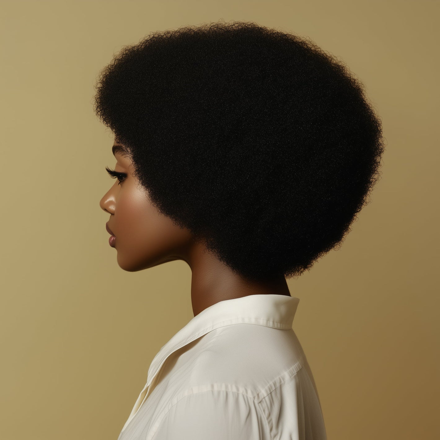 Femme avec des cheveux frizé court