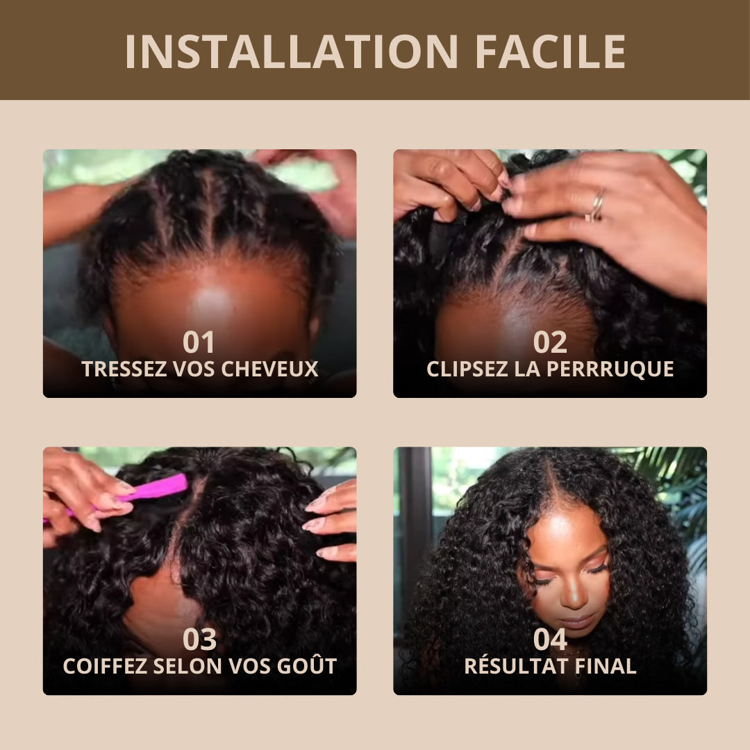 Installation de la perruque naturelle boucle en V - Djohannie Beauty