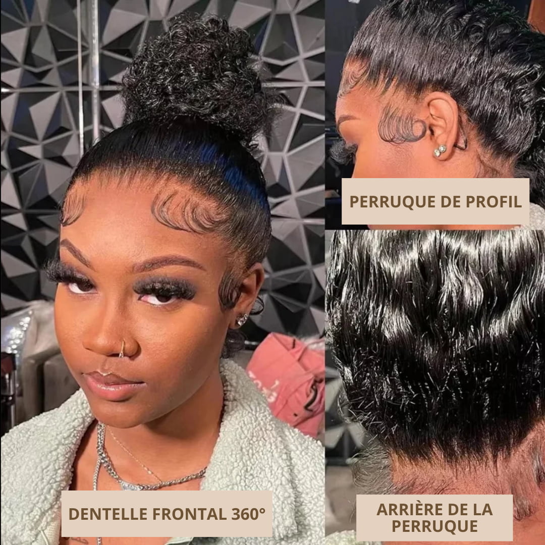 Longue perruque naturelle boucle volumineuse 360 - Djohannie Beauty