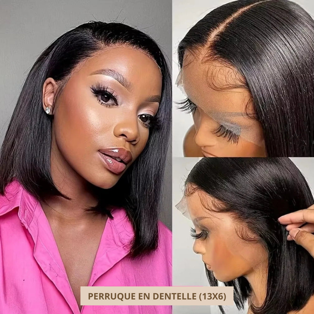 Perruque courte naturelle lisse en dentelle - Djohannie_Beauty