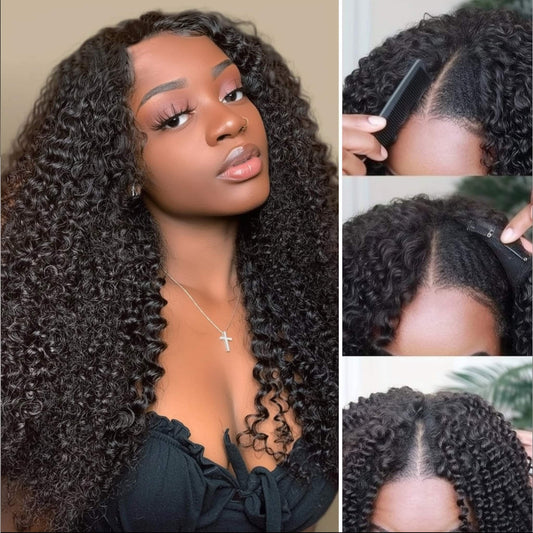 Perruque naturelle bouclé avec V part - Djohannie Beauty